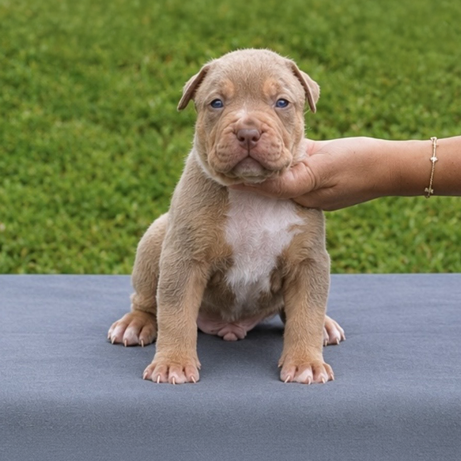 Lilac tri lilac and tan Florida XL American Bully puppy for sale from Big O Bullies